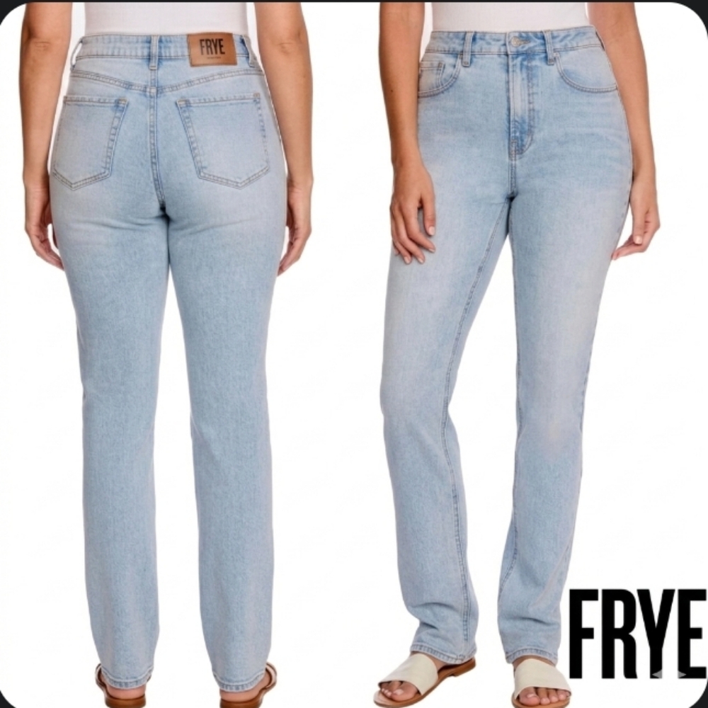 NEW Frye High Rise Jeans Size 14 Straight Leg Light Wash No-gap Perfect Fit